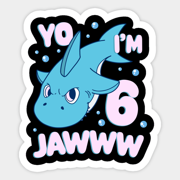 Cute Shark 6th Birthday Kids Sticker by Foxxy Merch